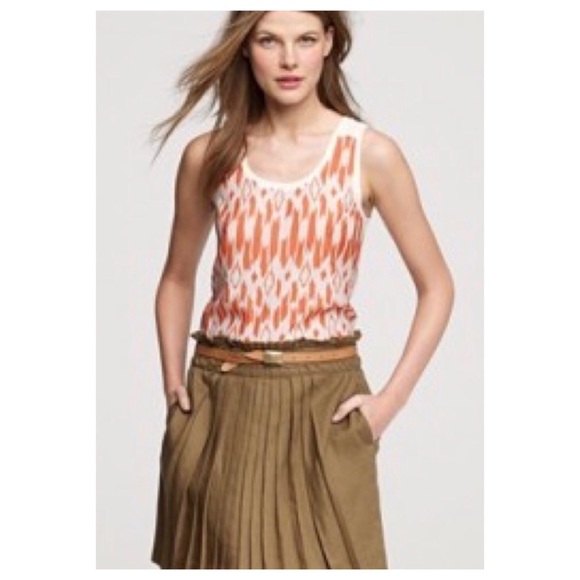 J. Crew Tops - J. Crew Coral Ikat Silk & Cotton Tank Top NWT